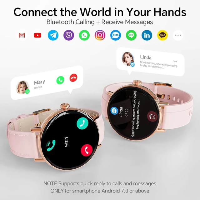 Alt view image 3 of 7 - Smart Watch for Women,1.57" Touch Screen Smartwatch for iPhone& & Android,Answer/Make Call,Fitness Tracker with Heart Rate/SpO2/Sleep Monitor,IP68 Waterproof,110+ Sports Mode,2 Bands
