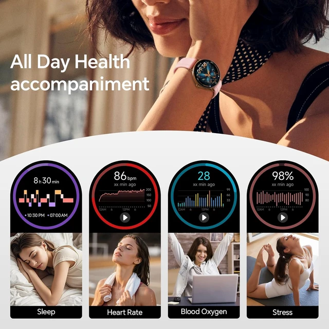 Alt view image 2 of 7 - Smart Watch for Women,1.57" Touch Screen Smartwatch for iPhone& & Android,Answer/Make Call,Fitness Tracker with Heart Rate/SpO2/Sleep Monitor,IP68 Waterproof,110+ Sports Mode,2 Bands