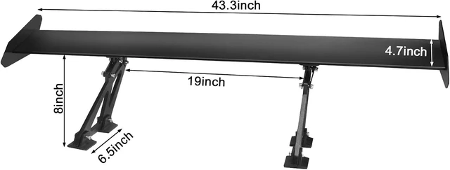 Alt view image 5 of 6 - 43.3'' GT Wing Spoiler, Universal Fit, Adjustable Angle, Aluminum