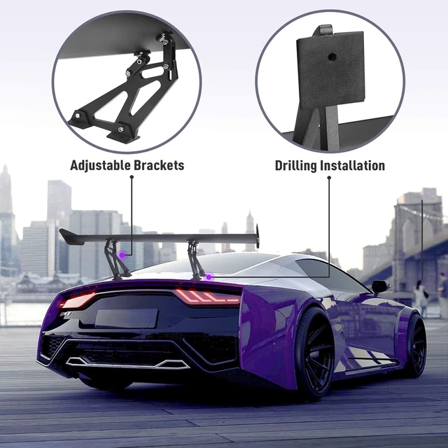 Alt view image 3 of 6 - 43.3'' GT Wing Spoiler, Universal Fit, Adjustable Angle, Aluminum