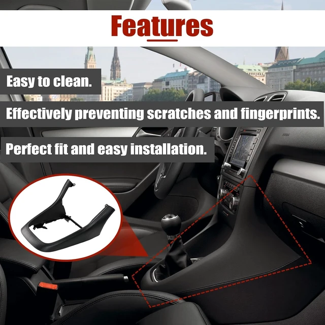 Alt view image 4 of 7 - Center Console Cover Frame Shift Panel Cover Trim for VW Golf MK6 Golf R GTI Jetta Interior Accessories Replacement, Replaces 5K0863680 5K0863680B 5K0863680B81X EZC-VW-435, Black