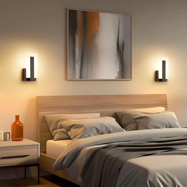 Alt view image 2 of 7 - Modern LED Wall Sconces Up and Down Wall Mount Light Black 3000K Warm White Wall Lights Set of 2, Indoor Wall Lighting for Hallways, Bedrooms, Hallways, Living Room Indoor Wall Lights