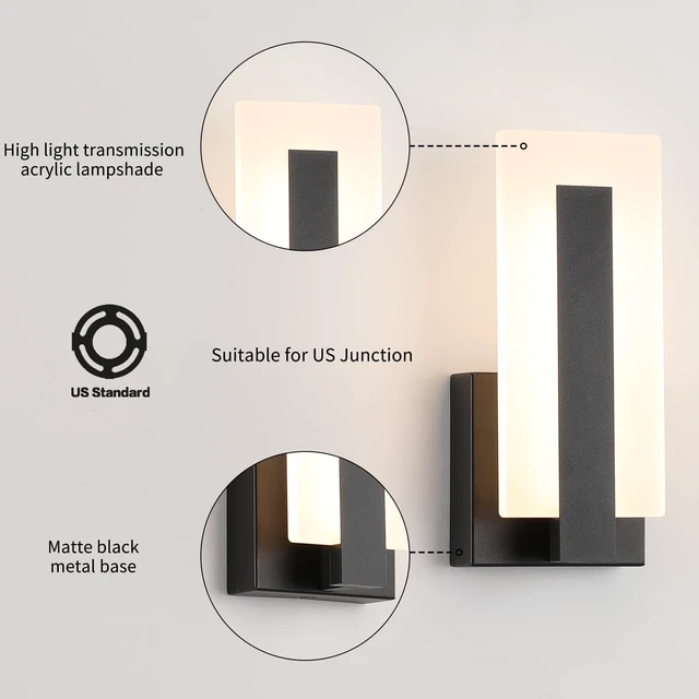 Alt view image 3 of 7 - Modern LED Wall Sconces Up and Down Wall Mount Light Black 3000K Warm White Wall Lights Set of 2, Indoor Wall Lighting for Hallways, Bedrooms, Hallways, Living Room Indoor Wall Lights