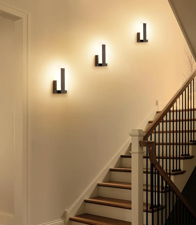 Alt view image 6 of 7 - Modern LED Wall Sconces Up and Down Wall Mount Light Black 3000K Warm White Wall Lights Set of 2, Indoor Wall Lighting for Hallways, Bedrooms, Hallways, Living Room Indoor Wall Lights