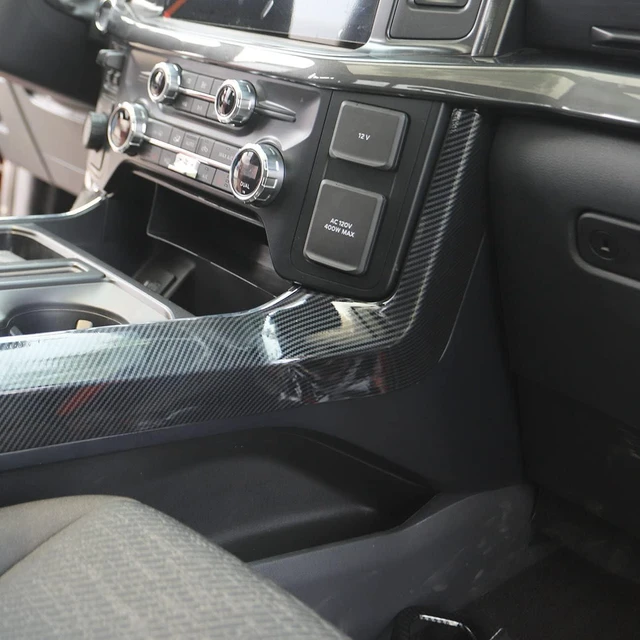 Alt view image 2 of 6 - Carbon Fiber Central Control Panel Cover Tirm for Ford F150 2021-2026(Gear Shift Side)