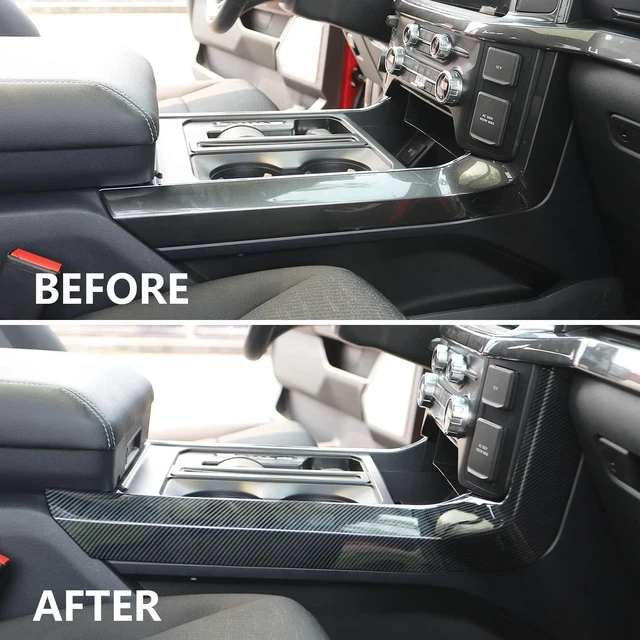 Alt view image 6 of 6 - Carbon Fiber Central Control Panel Cover Tirm for Ford F150 2021-2026(Gear Shift Side)