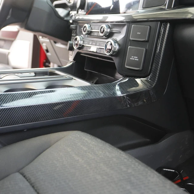 Alt view image 4 of 6 - Carbon Fiber Central Control Panel Cover Tirm for Ford F150 2021-2026(Gear Shift Side)