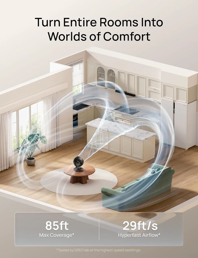 Alt view image 2 of 7 - Smart Fan for Bedroom, Powerful 85 ft Airflow, 12 Inches, Desk Fans in 20dB Quiet, 90°+90° oscillating fans, App/Voice Control, 9 Speeds & 8/12H Timer for Home Office Dorm