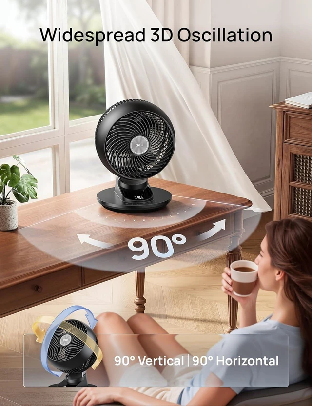 Alt view image 4 of 7 - Smart Fan for Bedroom, Powerful 85 ft Airflow, 12 Inches, Desk Fans in 20dB Quiet, 90°+90° oscillating fans, App/Voice Control, 9 Speeds & 8/12H Timer for Home Office Dorm