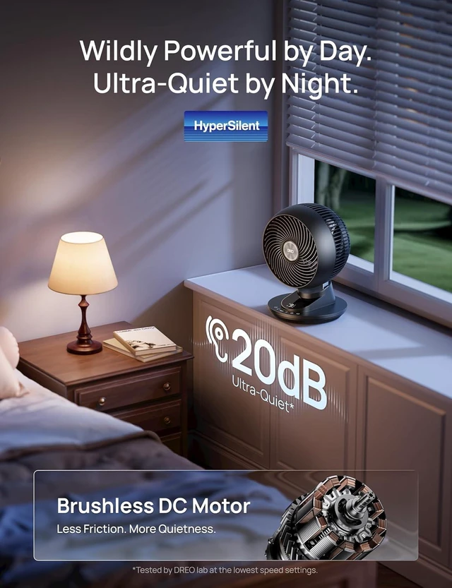 Alt view image 6 of 7 - Smart Fan for Bedroom, Powerful 85 ft Airflow, 12 Inches, Desk Fans in 20dB Quiet, 90°+90° oscillating fans, App/Voice Control, 9 Speeds & 8/12H Timer for Home Office Dorm