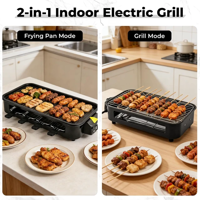 Alt view image 3 of 7 - Electric Indoor Grill,2 in 1 Indoor Grills for Kitchen