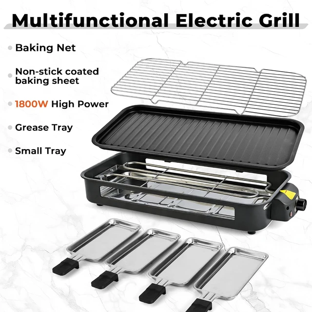 Alt view image 5 of 7 - Electric Indoor Grill,2 in 1 Indoor Grills for Kitchen