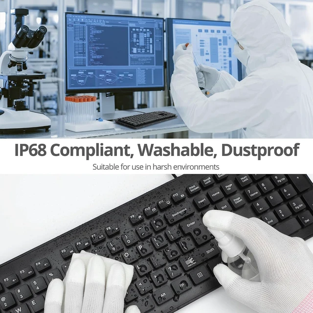Alt view image 3 of 7 - IP68 Washable 104-Key USB Keyboard, EN60601-1, JK-US0U11-S1