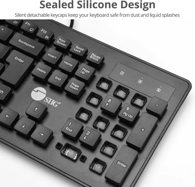 Alt view image 4 of 7 - IP68 Washable 104-Key USB Keyboard, EN60601-1, JK-US0U11-S1