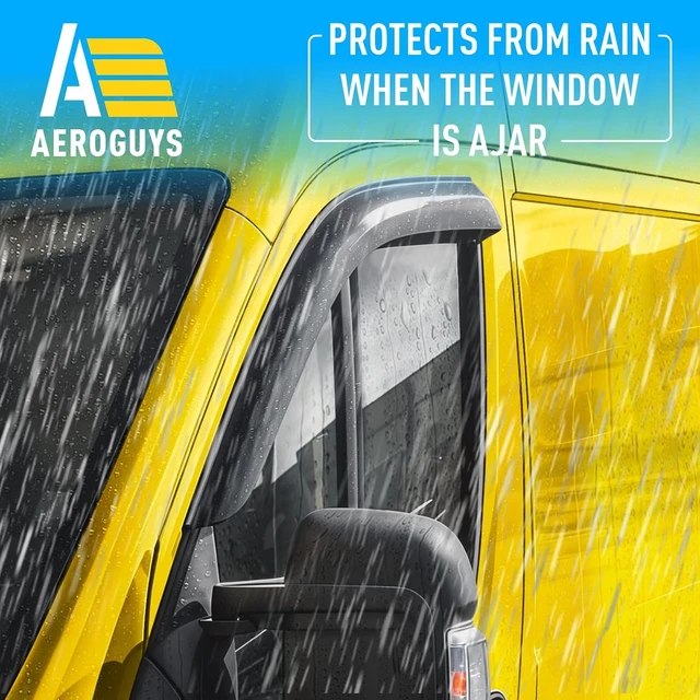 Alt view image 2 of 7 - Extra Durable Window Deflectors Tape-On Window Visors Rain Guards Fit for Ram ProMaster 2014-2026, Sun Visors, Wind Vent for Shades, Exterior Car Accessories - 2 pcs. AG0907