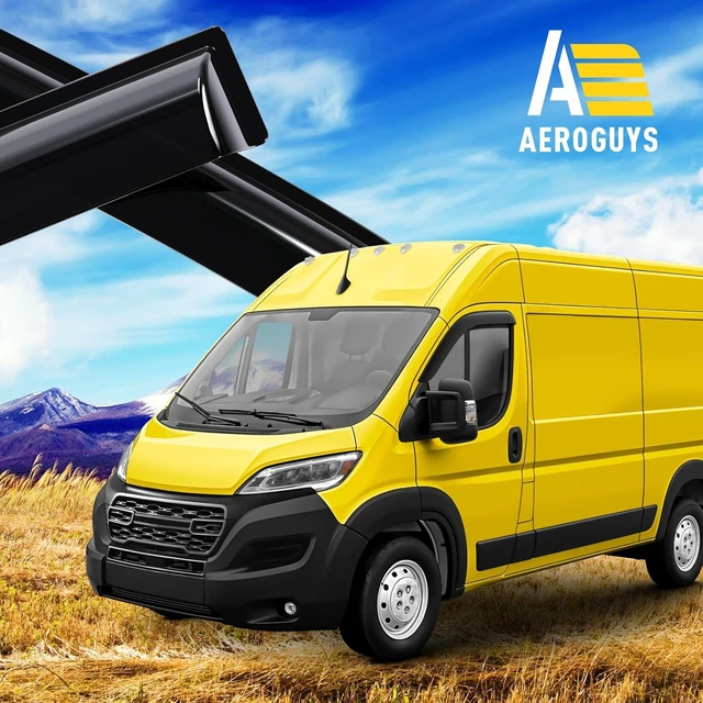 Alt view image 3 of 7 - Extra Durable Window Deflectors Tape-On Window Visors Rain Guards Fit for Ram ProMaster 2014-2026, Sun Visors, Wind Vent for Shades, Exterior Car Accessories - 2 pcs. AG0907