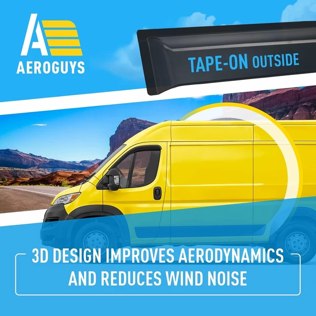 Alt view image 5 of 7 - Extra Durable Window Deflectors Tape-On Window Visors Rain Guards Fit for Ram ProMaster 2014-2026, Sun Visors, Wind Vent for Shades, Exterior Car Accessories - 2 pcs. AG0907