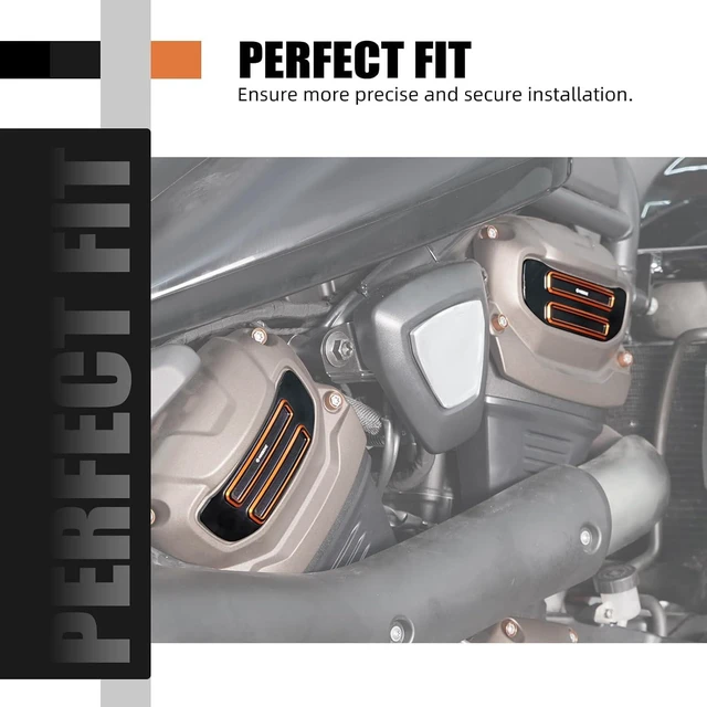 Alt view image 2 of 7 - Orange Cam Sprocket Cover Insert Cam Sprocket Cover Trim Piece Compatible with Harley Sportster S RH1250S 2021-2024, Nightster RH975 2023-2024, Replacement for 25701415, See Fitments