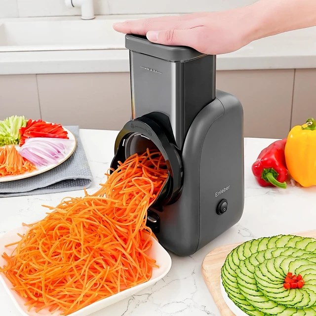Alt view image 4 of 7 - Electric Cheese Grater Rotary Slicer-One-Touch Control Vegetable Slicer, Nuts Grinder Cheese Shredder for Home Kitchen Use, 6 Replaceable Stainless Steel Blades(Black)