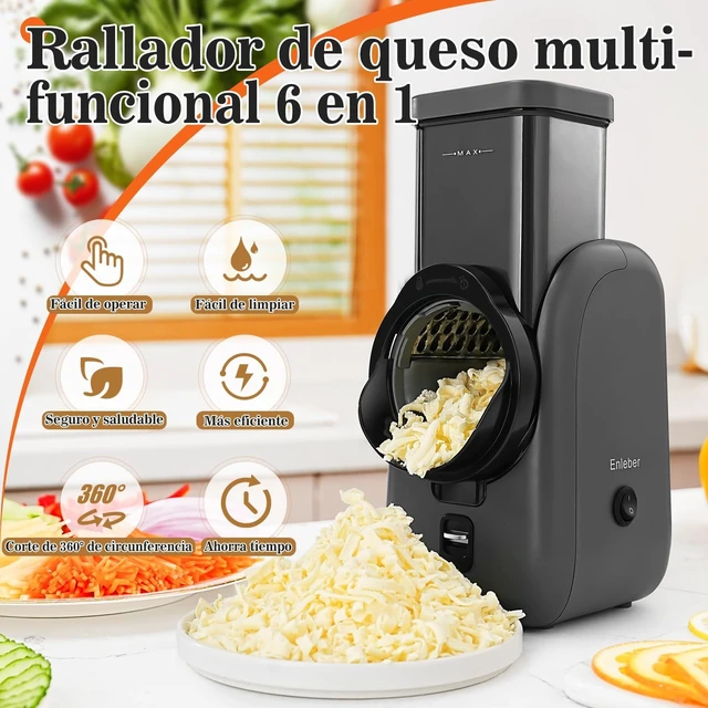 Alt view image 7 of 7 - Electric Cheese Grater Rotary Slicer-One-Touch Control Vegetable Slicer, Nuts Grinder Cheese Shredder for Home Kitchen Use, 6 Replaceable Stainless Steel Blades(Black)