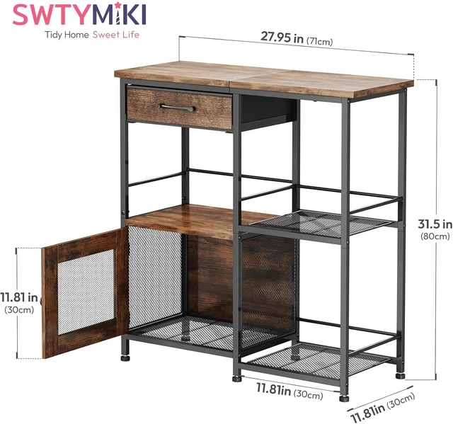 Alt view image 2 of 7 - Coffee Bar Cabinet for Home - Farmhouse Coffee Stand Station Multi-Purpose Buffet Sideboard Cabinet with Drawers - Kitchen Bar Table for Living Room, Corner, Small Space, Espresso
