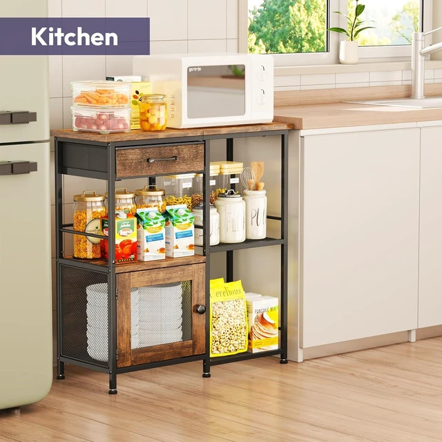 Alt view image 5 of 7 - Coffee Bar Cabinet for Home - Farmhouse Coffee Stand Station Multi-Purpose Buffet Sideboard Cabinet with Drawers - Kitchen Bar Table for Living Room, Corner, Small Space, Espresso