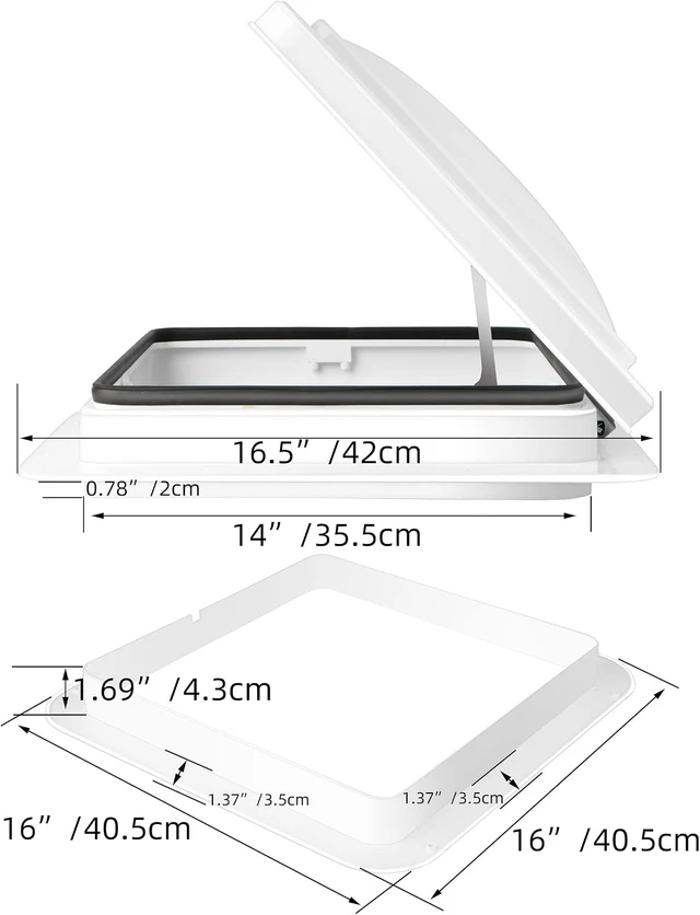 Alt view image 6 of 7 - RV or Trailer Roof Vent - Manual 14" x 14"