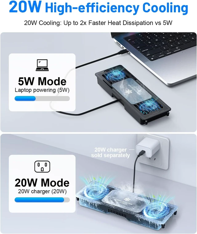 Alt view image 4 of 7 - Laptop Cooling Pad with Fan Laptop Cooler Cooling Laptop Stand Black