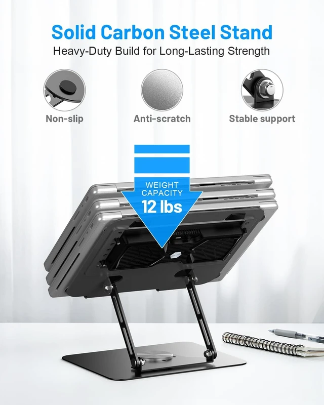 Alt view image 6 of 7 - Laptop Cooling Pad with Fan Laptop Cooler Cooling Laptop Stand Black