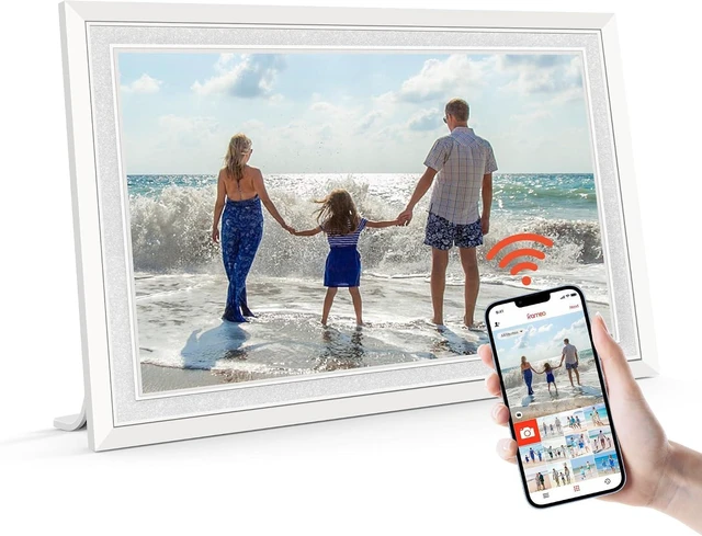 Main image of Frameo 10.1" Digital Picture Frame with 32GB Memory White WiFi Electronic Photo Frame 1280 x 800 IPS HD Touch Screen Auto-Rotate Slideshow Wall Mountable Share Photos/Video Remotely Anywhere