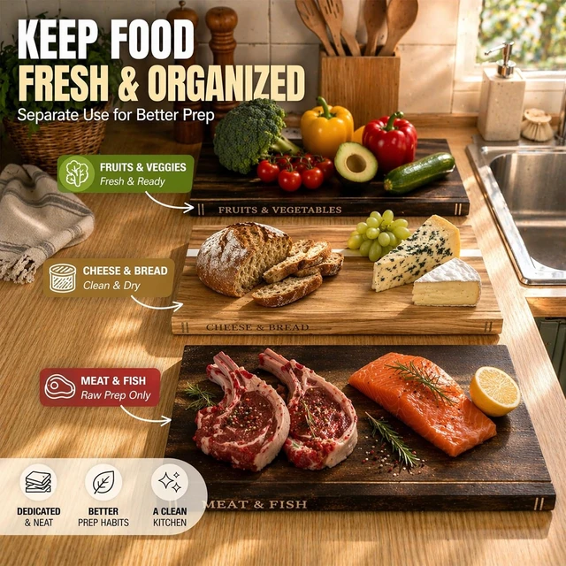Alt view image 2 of 7 - Book Cutting Board Set, Kitchen Cutting Boards, 3 Labeled Boards with Stand