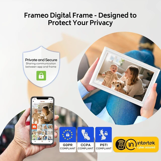 Alt view image 5 of 7 - Frameo 10.1" Digital Picture Frame with 32GB Memory White WiFi Electronic Photo Frame 1280 x 800 IPS HD Touch Screen Auto-Rotate Slideshow Wall Mountable Share Photos/Video Remotely Anywhere