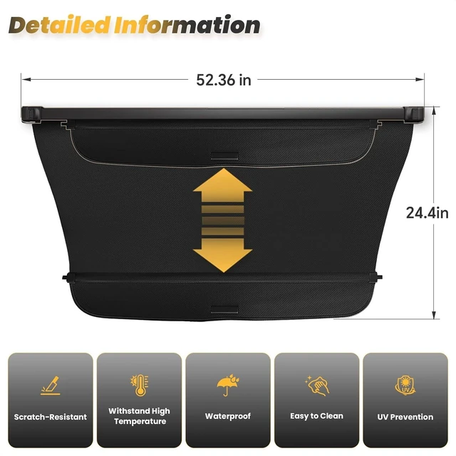 Alt view image 4 of 7 - Cargo Cover for Honda CRV 2023-2025 2026, Retractable Trunk Cover