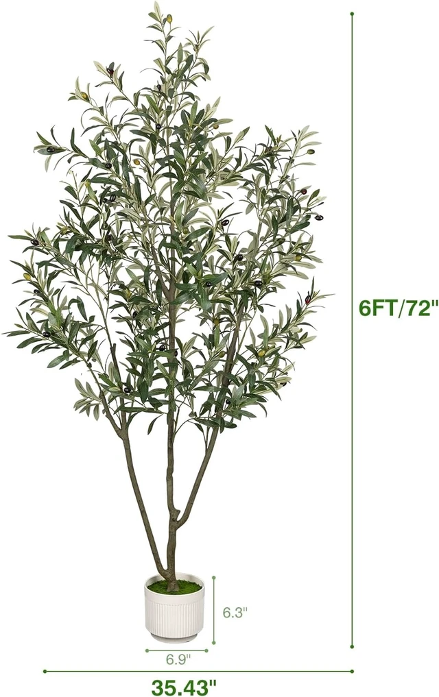 Alt view image 2 of 7 - Artificial Olive Tree 6FT Faux Indoor with Planter&Cotton Basket