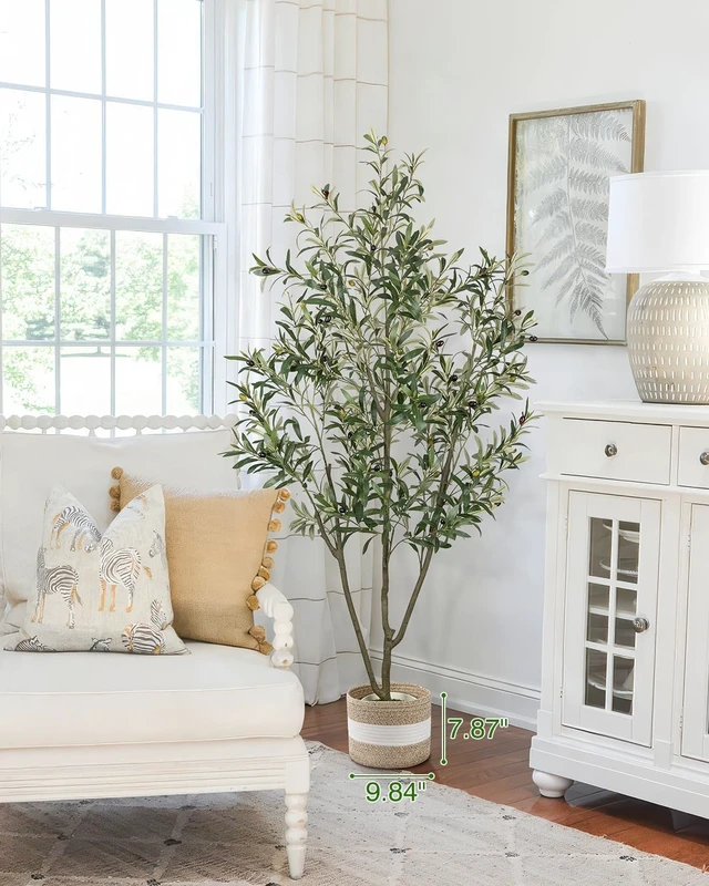 Alt view image 3 of 7 - Artificial Olive Tree 6FT Faux Indoor with Planter&Cotton Basket