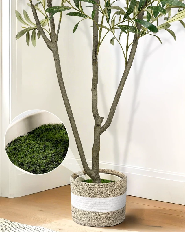 Alt view image 4 of 7 - Artificial Olive Tree 6FT Faux Indoor with Planter&Cotton Basket