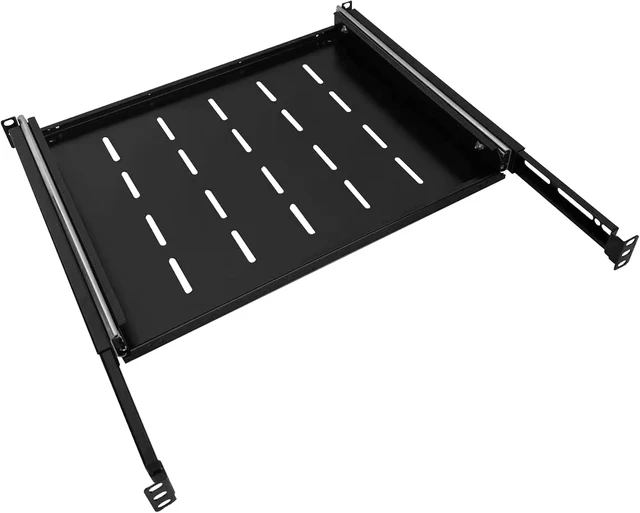 Alt view image 3 of 6 - GlobalRack 1U Sliding Shelf,14.75-26" Adjustable, Double-Sided, Soft-Close