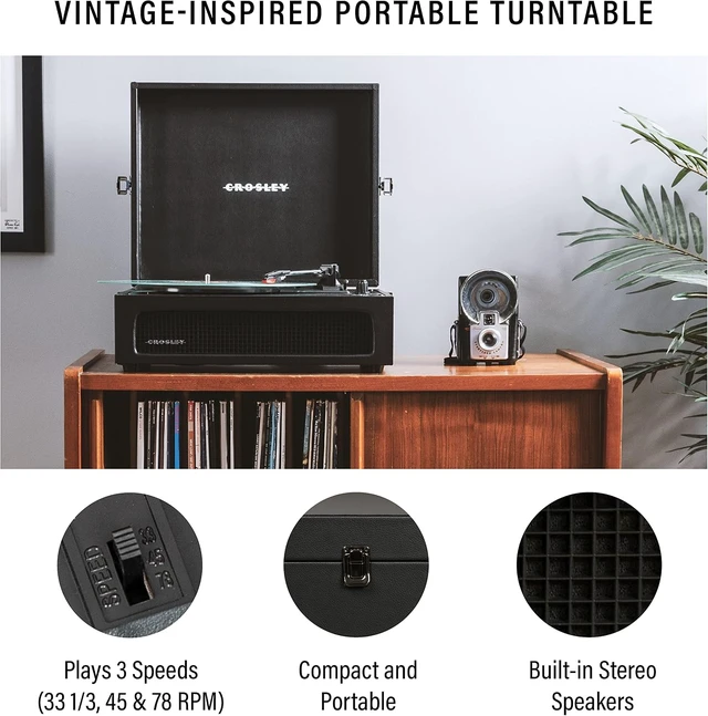 Alt view image 2 of 7 - CR8017B-BK Voyager Record Player, Black