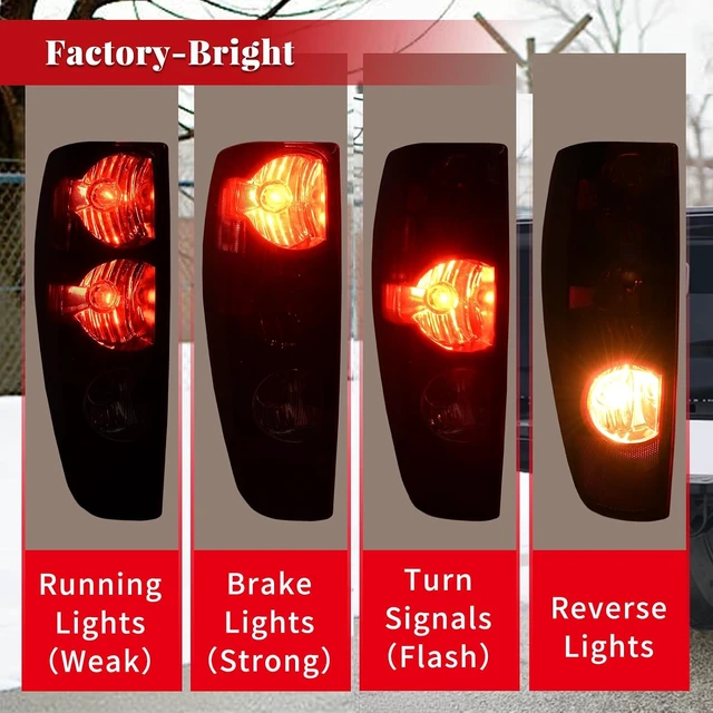 Alt view image 6 of 7 - Tail Light Assembly Compatible with 2004-2012 Chevy Colorado/GMC Canyon Taillights - OE Replacement Pickup Truck Rear Brake Lamps w/Bulbs and Harness