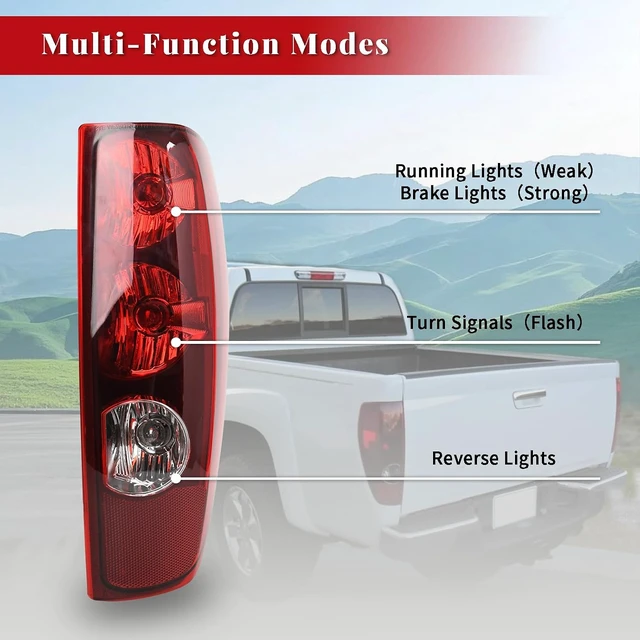 Alt view image 5 of 7 - Tail Light Assembly Compatible with 2004-2012 Chevy Colorado/GMC Canyon Taillights - OE Replacement Pickup Truck Rear Brake Lamps w/Bulbs and Harness