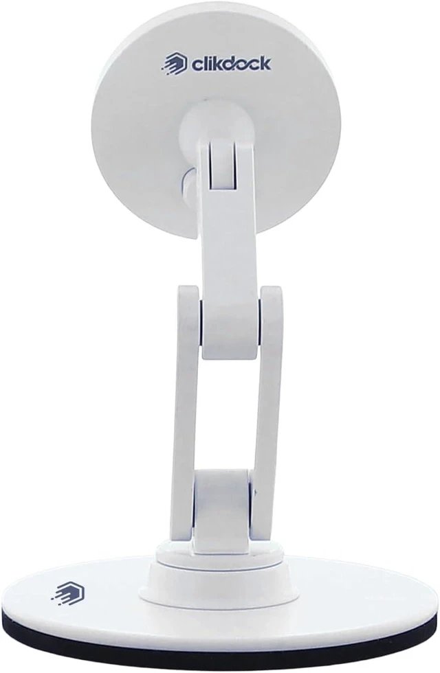 Alt view image 6 of 7 - ClikDock Cell Phone Magnetic Wireless Charger Stand, 360° Spin, Aluminum Construction, Compatible with MagSafe Phones for iPhone & Andriod (White)