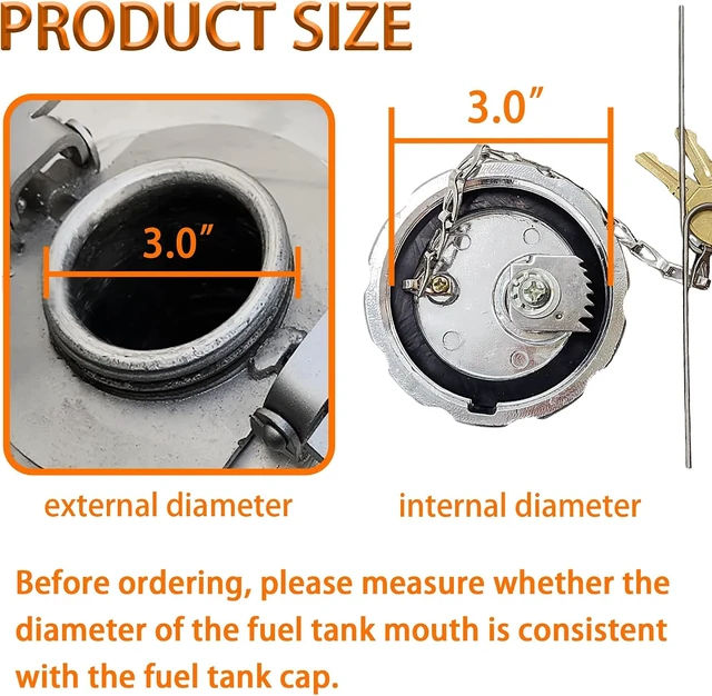 Alt view image 4 of 7 - 2Pcs 20770691 3 Locking Fuel Cap, Truck Fuel Tank Cap Fit For Volvo VN & VNL Heavy Duty Trucks Models, OEM S-23949 20511590 VOL20770691 Fuel Tank Cap (Aluminum)