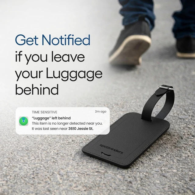 Alt view image 3 of 7 - Spotminders Trackable Luggage Tags for Suitcases, TSA Approved (iOS Only) MFi Certified Rechargeable Luggage Tracker with 1-Year Battery, IPX4, Works with Find My, Sound Alert, No Subscription