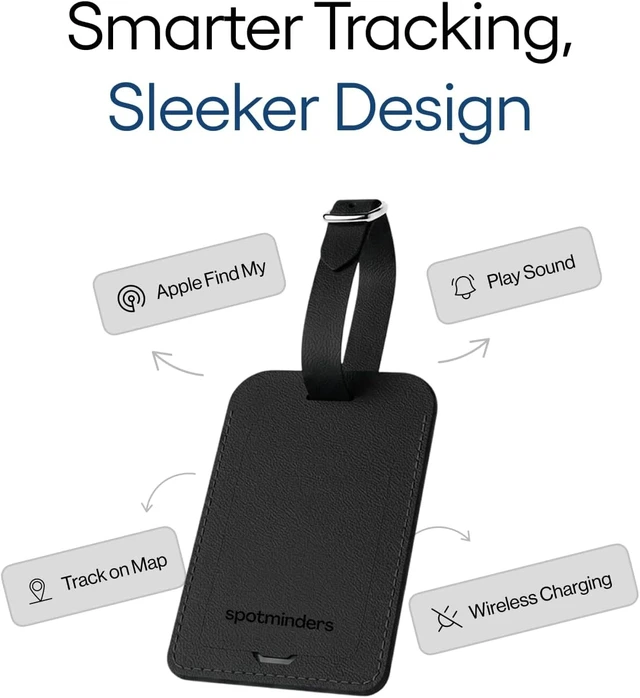 Alt view image 5 of 7 - Spotminders Trackable Luggage Tags for Suitcases, TSA Approved (iOS Only) MFi Certified Rechargeable Luggage Tracker with 1-Year Battery, IPX4, Works with Find My, Sound Alert, No Subscription