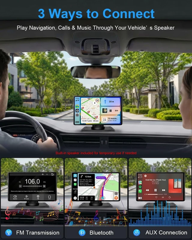 Alt view image 6 of 7 - 9" CarPlay Screen for Car, Wireless CarPlay & Android Auto