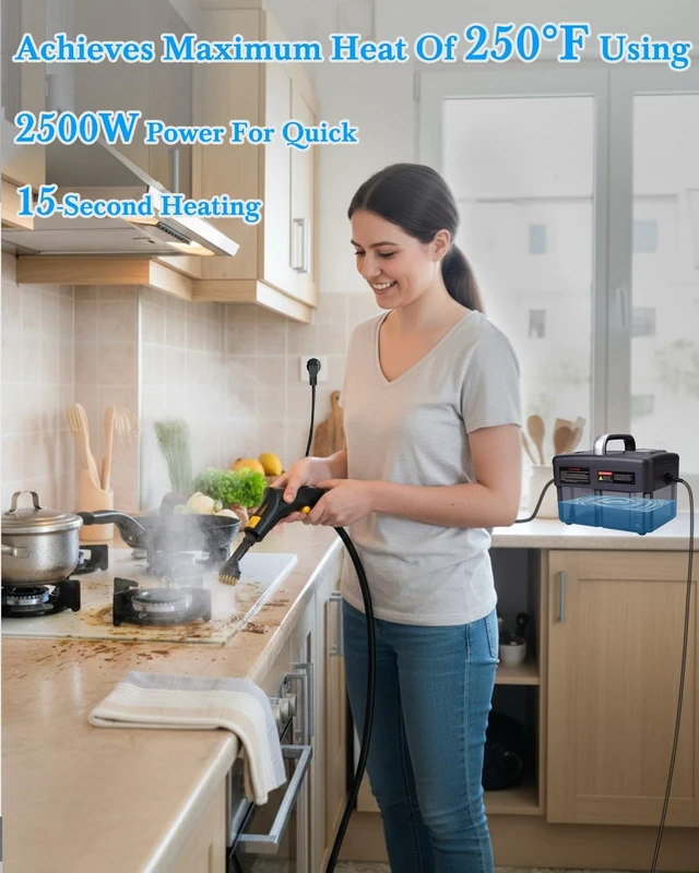 Alt view image 2 of 7 - Steam Cleaner for Home - 1600ML Water Tank 15s Heat-Up Portable Steamer for Cleaning, 6 Level Adjustable, 2500W, 45PSI, 250°F Steam, Handheld Steam Cleaner for Car Detailing, Grease, Tile,Grout