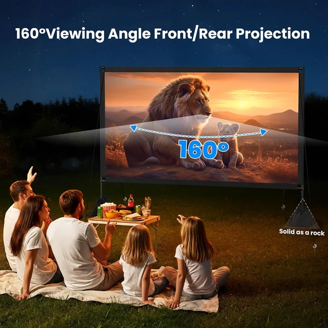 Alt view image 3 of 7 - 120inch Projector Screen with Stand: Portable Projector Screen Outdoor Indoor Front/Rear16:9 4K HD with Carry Bag Sandbag- Movie Screen for Backyard Moive Night, Camping, Theater