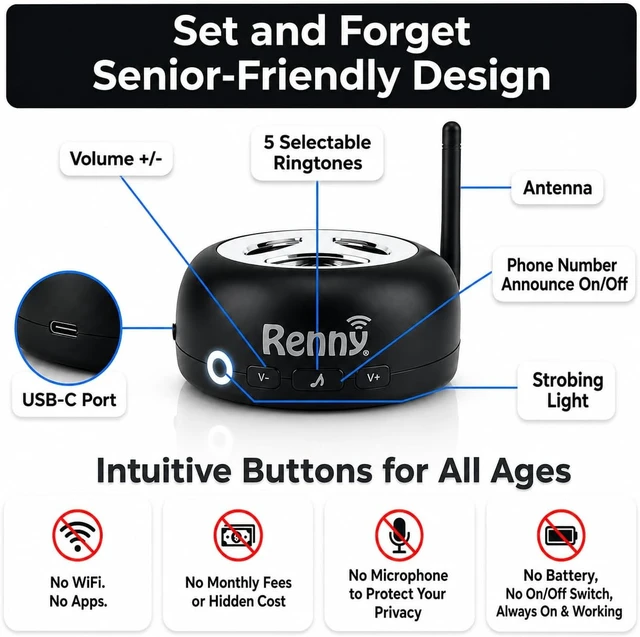 Alt view image 6 of 7 - Loud Cell Phone Ringer Amplifier & LED Flasher, 117 dB, Bluetooth