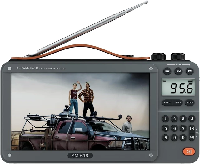 Main image of 720P 7Inch Screen AM FM Movie Video Radio with Bluetooth Speaker, Rechargeable Digital Shortwave MP3 MP4 Player Radio, Support USB/Micro SD Card, Loud Speaker and Headphone Jack (NO TV)