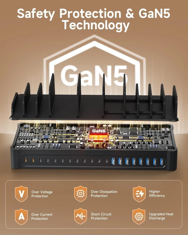 Alt view image 6 of 6 - 20-Port 600W Charging Station for Multiple Devices with 10 Cables